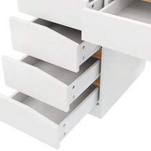 Desk 140x50 Cm With 5 Drawers, White/Oak-Look, Modern Computer Desk With Extra Large Work Surface, Vanity Table With Storage, Office Desk For Home Office, Bedroom And Study - 白色 - 查看 11