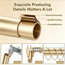 Black Double Curtain Rod, 32 To 58 Inches, Blackout Wrap-Around Curtain Rod For Windows, 0.75 Inch Room Blackout Telescopic Double Curtain Rod, Easy To Install Adjustable Heavy Duty Curved Splice Room Blackout Double Rod, All Metal Material, Aluminum Bracket - Double-layer Sunshade - Gold - View 9