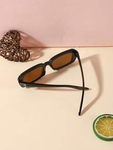 1 PC Boys Girls 5-9Y Casual Rectangle Fashion Glasses Solid Color Lens Black And Pink PC Frame Lightweight For Outdoor Activities With Glasses Box - Multicolor - View 7