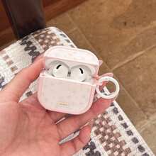Magnetic Lid Earphone Case Pink Floral Pattern With Hanging Ring Earphone Shell Compatible With AirPods Pro 3 Protective Case Pro 2 Cute Apple 4 Simple 3 New 1/2 Generation Women's Earphone Case Protective Cover - Baby Pink - View 3