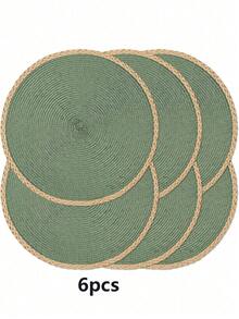 4/6pcs 15 Inch Black Round Woven Placemats, Washable, Wipeable, Heat-Resistant, Suitable For Holiday Parties, Indoor/Outdoor Daily Use, Birthday Parties, Wedding Dinners, Home Kitchen Dining Table Decoration Non-Slip Mats - Brown - View 14