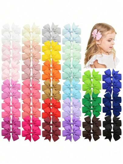 10/30/40/50pcs Bow Hair Clips Set, Suitable For All Seasons, Perfect For Daily Casual Wear, Random Color