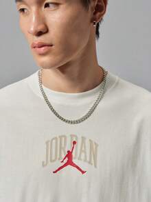 Jordan Men's AS ROUTE PATCH TEE Short Sleeve T-Shirt Knit Collarless Short TIX4991-133 - Beige - View 3