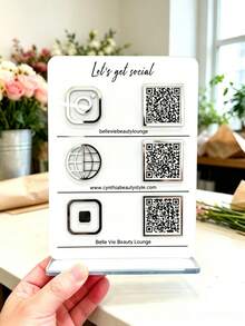 客製化壓克力 QR Code 告示牌，透明壓克力材質，清晰透亮，耐用圖案不褪色，可列印付款、社群、店家 QR Code，適合室內外展示，抗碎耐用，可客製化設計，適用於餐廳、工作室、實體店面 - 彩色 - 查看 2