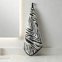 1pc/2pcs Approx. 13*30in/28*55in Thickened Zebra Stripe Coral Fleece Face Towel And Bath Towel, Super Soft, Absorbent, Quick Drying, Suitable For Swimming, Spa, Home Bathroom Shower, Back To School - Black and White - View 15