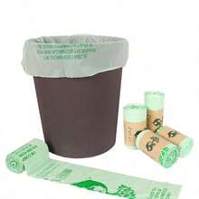 50pcs Corn Starch PLA Compostable Trash Bag Set, Three Sizes Available Flat Garment Bags For Kitchen Household Use, Disposable Bin Liners Suitable For Back To School Dorm Daily Sanitation - A - View 2