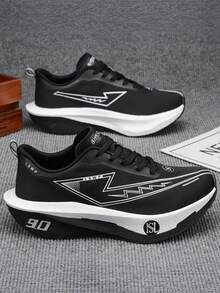 Women's Sports Shoes, Featuring Fabric Upper And EVA Sole, Suitable For All Seasons, Versatile Style, For Running, Basketball, Volleyball And Gym Workouts. - Black - View 2