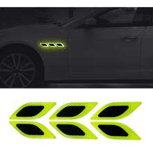 FCV 1Set/6PCS 3D Strong Reflective Stripe Sticker, Car Fendər Hood Bumper Reflective Decal, High-Intensity Night Visibility Reflective Decal Safety Warning Diamond Grade Carbon Fiber For Car SUV - Leaf-shaped - View 8
