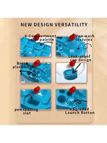 Six-In-One Multi-Functional Brush Cleaning Cup With Palette And Brush Storage, Portable Watercolor And Pastel Painting Dedicated Wash Basin Brush Holder Art Tools - A - View 6