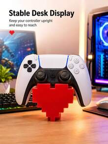 Game Controller Stand Desktop Controller Storage Rack Cute Pixel Heart Handle Display Stand Game Controller Holder Gaming Desktop Accessories Gaming Room Decor Kawaii Gaming Setup Gift For Boyfriend/Girlfriend Gamer Christmas Or Halloween Perfect Gift - View 8