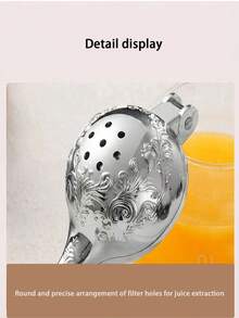 1pc Luxury Gemstone Carved Alloy Juicer, Manual Convenient Labor-Saving Fresh Fruit Juice Presser, Suitable For Pomegranate, Orange, Lemon, Apple And Other Water-Rich Fruits And Vegetables - Silver - View 2