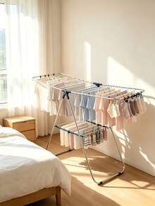 Foldable Stainless Steel Clothes Drying Rack, Space Saving Large Capacity Multi-Layer Laundry Airer, Collapsible Garment Dryer For Laundry Room Bedroom Balcony, Household Drying Stand For Clothes Towels Socks - View 3