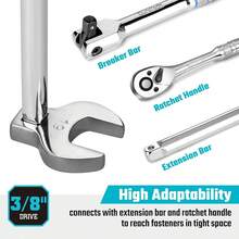 8pcs Interchangeable Open End Wrench Set, Includes Replaceable Open End Wrench Heads, 3/8" Dual-Purpose Wrench Heads, Angle Wrench, Adjustable Wrench Set With Interchangeable Heads, 3/8" Interchangeable Head Crowfoot Wrench, Adjustable Open End Head, Quick Ratchet L-Shaped Ratchet Wrench - A - View 8