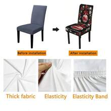 1/2/4/6/8pcs Christmas Tree Print Elastic Chair Covers, Removable, Washable, Easy To Clean, Suitable For All Seasons, Perfect For Holiday Home Decor, Fits Dining Room, Living Room And Kitchen - Multicolor - View 5