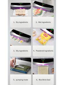 Outdoor & Home Food Vacuum Sealer Machine, Fully Automatic Vacuum Pump, Wet & Dry Use, USB Rechargeable Sealer, Battery Capacity: 2000mAh - Multicolor - View 10