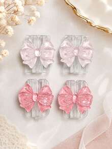 2pcs Cute Pink Bow Cable Protectors, Suitable For Lightning And Type-C Charging Cables - Multicolor - View 4