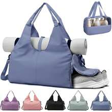 Bolsa de Yoga para Mujer, 2 Piezas Bolsa de Gimnasia con Neceser, Bolsa Deportiva con Hebilla para Esterilla de Yoga, Adecuada para Gimnasio, Viajes - Violeta - Ver 8