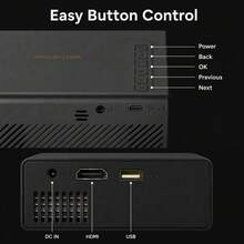 Proyektor Portabel, Mendukung 1080P, Koneksi USB, Kontrol Jarak Jauh - Kompatibel dengan Smartphone, Tablet, Laptop, TV Stick, dan USB Drive, Pemasangan di Meja, Kontrol Tombol, Input HDTV, Resolusi Asli 720P (Tanpa Bluetooth, Tanpa WiFi) - Hitam - View 4