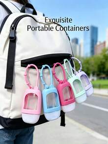 6 Peças [Frascos Recarregáveis para Apertar] Frascos Portáteis Pequenos de Desinfetante para as Mãos com Manga de Silicone, Chaveiro e Pingente de Estrela, Plástico Transparente, Tampa Flip, Recipientes de Viagem Recarregáveis - Sem Álcool, Perfeito para Líquidos, Tônicos, Cremes, Design à Prova de Vazamentos, Reutilizável, Também Adequado para Sabonete, Loção, Etc., Frascos de Desinfetante para as Mãos de Viagem com Manga de Silicone Colorida e Chaveiro, Adequado para Escritório, Academia, Viagem e Escola - Multicolorido - Visão 5
