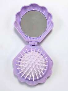 1pc Shell Air Cushion Scalp Massage Comb, Portable Shell Comb, Girls Students Comb, Foldable Comb, Multi-Color, Built-In Mirror - Multicolor 3 - View 10