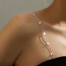 1pc Adjustable Rhinestone Bra Shoulder Chain, Women's Bra Strap Metal Body Chain, Lingerie Accessory - Multicolor - View 1