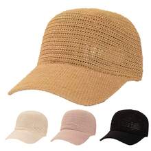 Women's Diamond Pattern Hollow Knit Baseball Cap, Sun Protection Outdoor Travel Beach Hat - Multicolor - View 11
