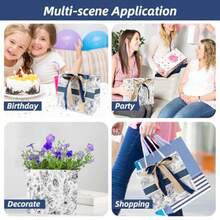 10Pack 7" Mini Blue Gift Bag Set With Handles And Ribbon, Paper Gift Bag, Durable Premium Present Bags For Birthday, Wedding, Baby Shower, Mother's Day, Anniversary - Mini Vintage Floral - View 6