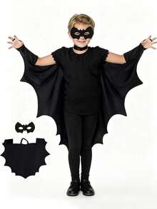 Children's Halloween Bat Wings Costume Set For Party Dress Up - Role Play - Black Bat Wings Cape - Multicolor - View 1