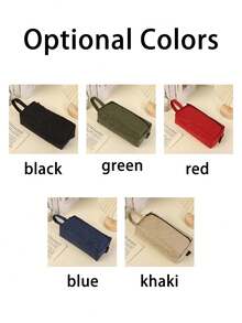 Embroidered Personalized Custom Name Canvas Pencil Case, Portable Handheld Large Capacity Zipper Stationery Bag, Multi-Color Simple Pencil Pouch, Customized Text Back To School Supplies Gift - Multicolor - View 6