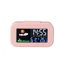 Screen Weather Alarm Clock | Real-Time Temperature And Humidity Monitoring With Weather Icons | Large Digital Display And Snooze Function | Suitable For Bedside Table, Desktop, Dormitory Electronic Alarm Clock Battery Powered (Battery Not Included) - Multicolor - View 11