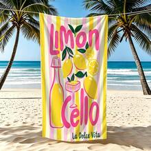 1pc Italian Lemon Limoncello Microfiber Beach Towel, Soft Absorbent Lightweight Towel, Suitable For Adults And Teens, Perfect For Beach, Travel And Swimming Beach Blanket - Multicolor - View 7