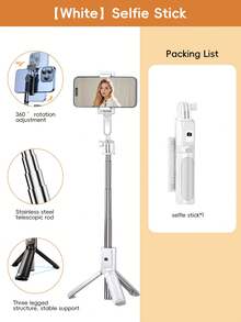 1.7m/70cm Wireless Bluetooth Selfie Stick Tripod With LED Fill Light And Wireless Remote Control, 360° Rotatable Phone Holder, Compatible With IPhone, Android Smartphones Suitable For Travel, Selfie And Live Streaming - Multicolor - View 15