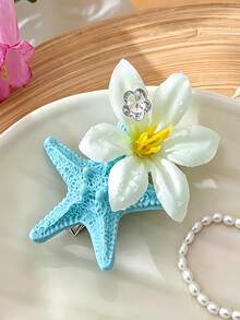 2/4/6pcs/Set Starfish Butterfly Flower Hair Clips Combination, Sweet Hair Accessories, Suitable For Girls And Women, Applicable For Daily, Vacation, Back To School Season - Multicolor - View 5
