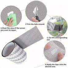 1 Rolle selbstklebendes Insektenschutz-Reparaturband - wasserdicht & langanhaltend Glasfasergewebe zur Reparatur von Türen und Fenstern, geeignet für Wohnheim-Fliegengitter und Vorhänge, ideal für die Reparatur von Fliegengittern zu Hause, unverzichtbares Werkzeug für den Schulanfang, Haushaltswerkzeug - Fliegengitter-Reparaturset - Übersicht 4