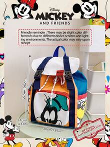 1pc Disney Official Licensed Mickey/Goofy Pattern Drawstring Backpack, Color-Block Nylon Daily Bag, Casual Backpack, Cartoon School Bag, Suitable For Students/Girls/Fans/Teens/Graduates, Essential For Daily Use, Outings, Travel, Shopping And Back To School Season - DHF51981-mF - View 4