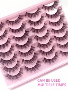 ENCHUW 14 Pairs False Eyelashes Fluffy Dramatic Volumized Eyelashes Crossed Fake Eyelashes Curling Lashes - Black - View 5