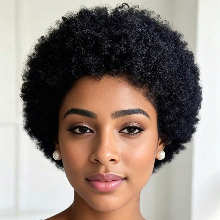 Pixie Short African Curly Natural Hair Wig For Women, 150% Density, Machine Made, Suitable For Daily Wear And Parties - SNatural - View 1