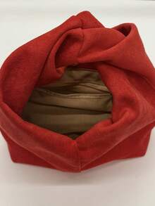 Fashionable Solid Color Ruffled Handbag, Suitable For Women Shopping, Dating, Gifts And Daily Use. - Red - View 6