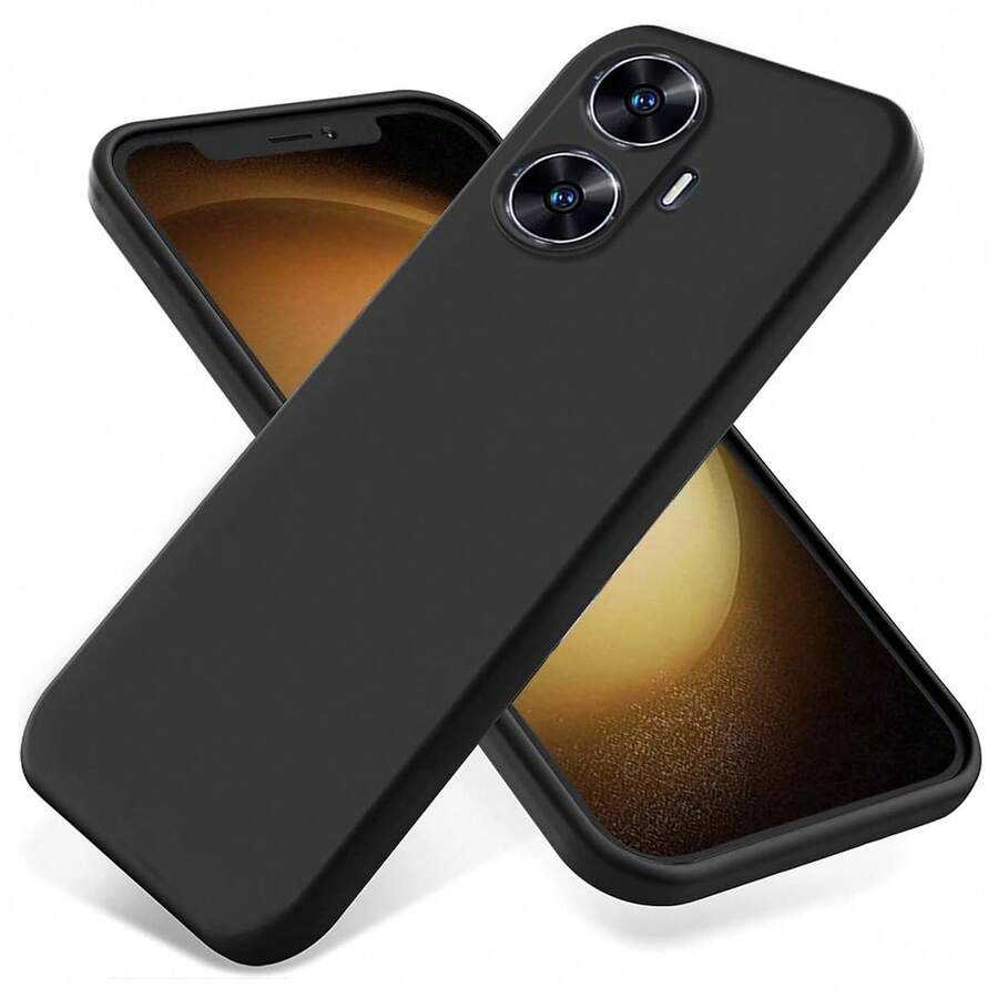 Casing Ponsel untuk C55 4G, dengan Perlindungan Kamera, Tipis, Tahan Guncangan, Fleksibel, Hitam Matte, Lembut, Silikon Pelindung - Hitam - View 1