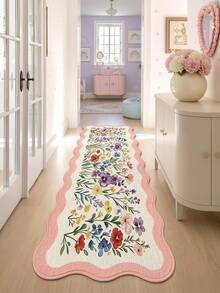 1pc Floral Pattern Area Rug, Kitchen Runner Carpet, Suitable For Bathroom, Kitchen, Outdoor, Indoor, Bedroom, Living Room, Bedside Mat, Machine Washable, Easy To Clean, Non-Slip Backing, Bedroom Bathroom Decorative Rug - Multicolor - View 6