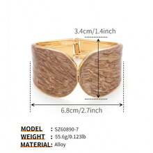 ORNAPEADIA 1pc Women's Gold-Plated Brown Sand-Textured Enamel Asymmetrical Shape Open Cuff Bracelet, Summer Beach Versatile Accessory, Suitable For Daily Wear/Gift - SZ60891-7 - View 5