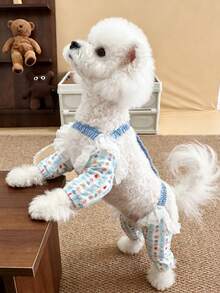 1pc Blue Plaid Dog Leg Sleeve, Protects Dog Legs From Mud And Dirt, Anti- And Anti-Tick, Strap Design Prevents Slipping, Suitable For Cats And Small Dogs, Fashionable And Exquisite, Applicable For Home, Travel, Walking And Pet Parties - Multicolor - View 7
