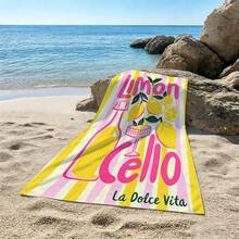 1pc Italian Lemon Limoncello Microfiber Beach Towel, Soft Absorbent Lightweight Towel, Suitable For Adults And Teens, Perfect For Beach, Travel And Swimming Beach Blanket - Multicolor - View 6