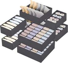 Organizer per cassetti indumenti intimi confezione da 8 pezzi, disponibili in versioni con 24, 8 e 6 scomparti. Ideali per riporre biancheria intima, calzini, pantaloni e cravatte, colore grigio scuro - Grigio Scuro - Visualizzare 1