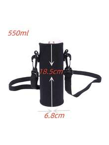 Durable Insulated Water Bottle Sleeve, Portable Water Bottle Bag With Adjustable Shoulder Strap, Travel Water Bottle Protective Cover - Black - View 9