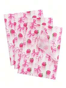 10/20/25/50 Sheets Strawberry Bow Pattern Tissue Paper, Suitable For DIY Crafts, Party Gifts, Bouquet Wrapping, Clothing Packaging And Birthday Gift Decoration - Strawberry Bow - View 1