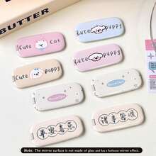 1pc Cute Cartoon Dog Adhesive Makeup Mirror Phone Stand, Foldable Horizontal & Vertical Mirror, Compact & Portable - Multicolor - View 2