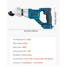 Metal Shear Sheet Metal Cutter Cordless With 360-Degree Pivoting Head Double Blades  20 GA Stainless Steel Aluminum Plate Plastic Cardboard - 400W - View 11
