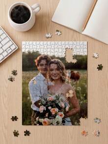 Customized Photo Puzzle, Personalized Photo Puzzle, Photo Customization, Birthday Gift, Anniversary Gift, Couple Gift, Home Decor, Home Decoration, Souvenir, Cute, High Quality, Wedding Anniversary Souvenir, Graduation Souvenir - Multicolor - View 3