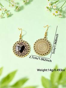 1 Pair Sexy Leopard Print Heart Pattern With Round Hollow Lace Earrings Suitable For Women's Daily Wear - Gold - View 4